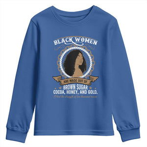 Black Women Pride Youth Sweatshirt Made Out Of Brown Sugar Cocoa Honey And Gold