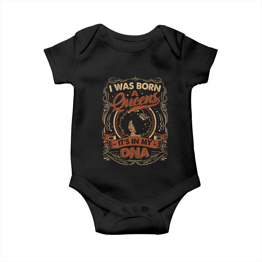 Black Women Pride Baby Onesie I Was Born A Queen It's In My DNA Retro