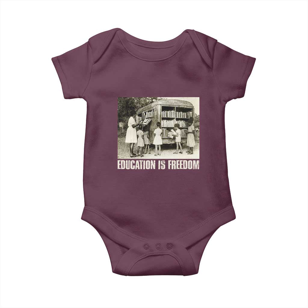 Education Is Freedom Baby Onesie Black Educator Bookish