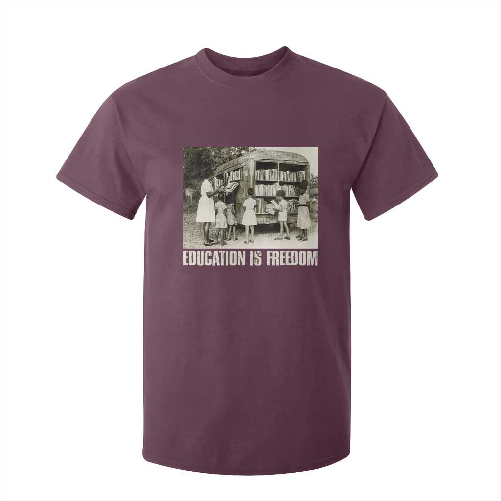 Education Is Freedom T Shirt For Kid Black Educator Bookish