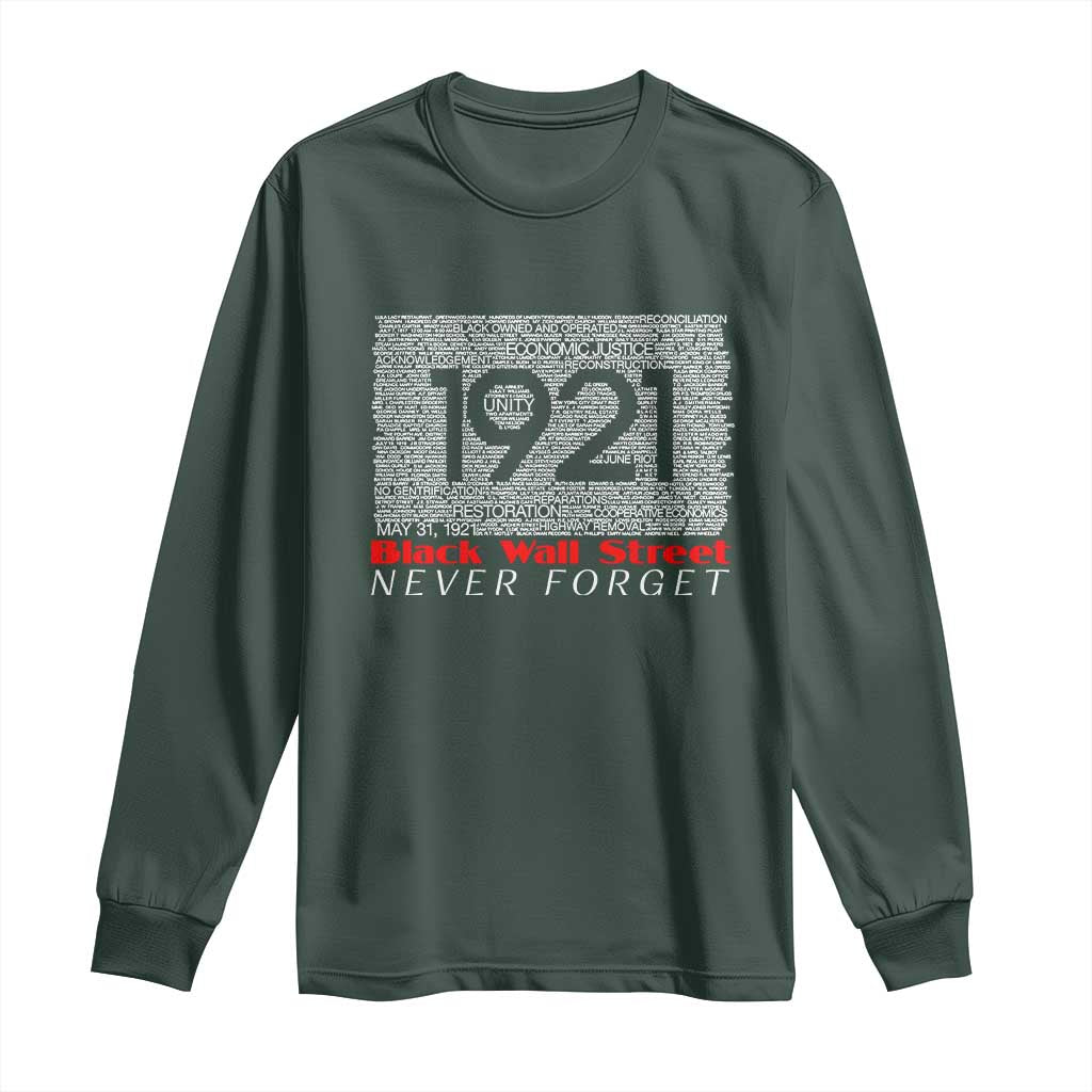 Black Wall Street Long Sleeve Shirt Never Forget 1921 Greenwood Tulsa Black History