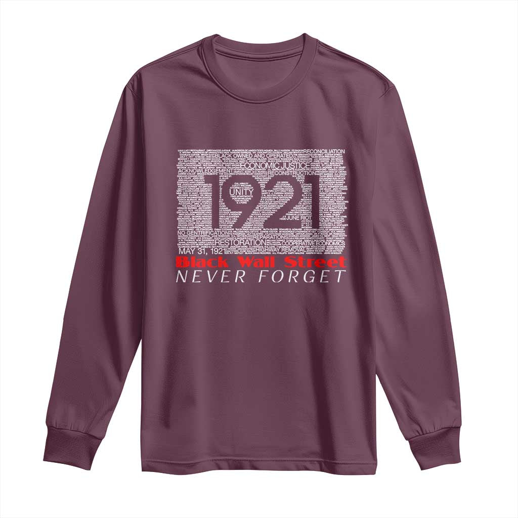 Black Wall Street Long Sleeve Shirt Never Forget 1921 Greenwood Tulsa Black History