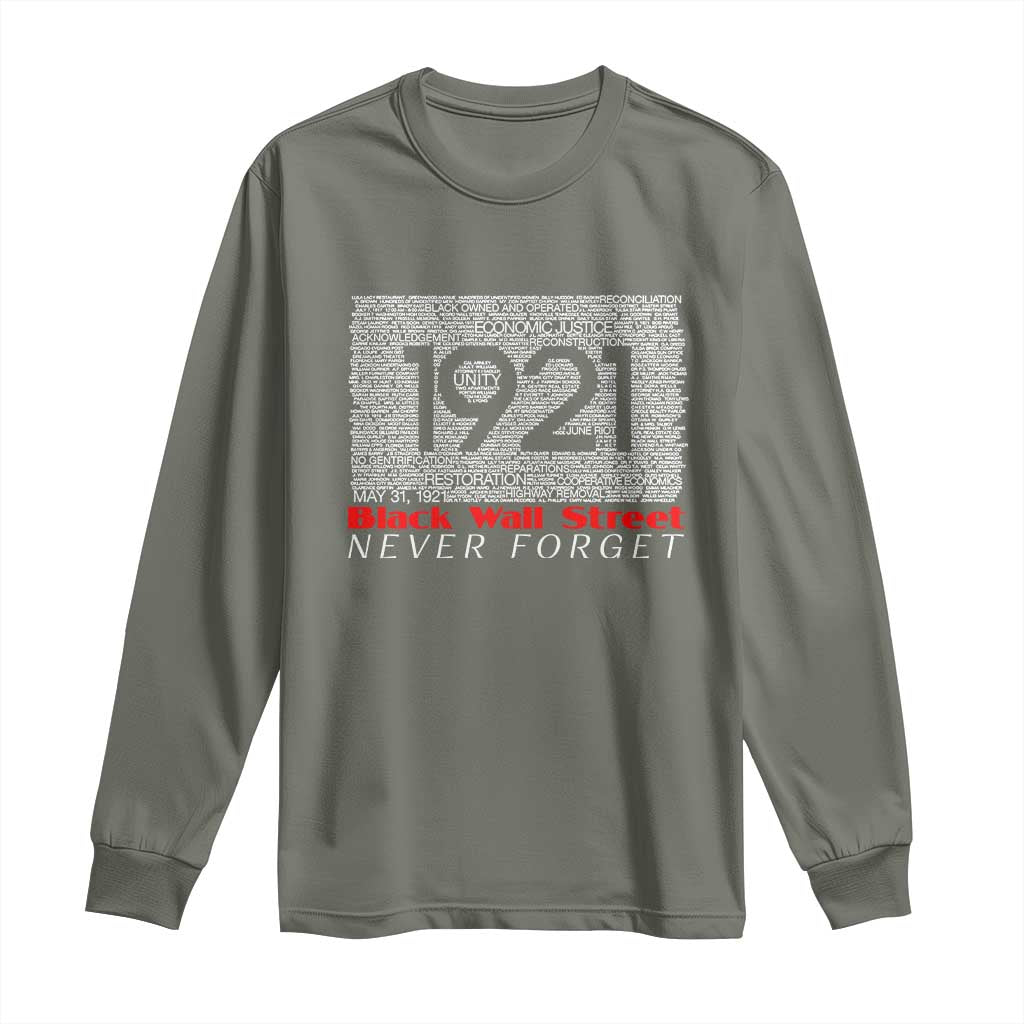 Black Wall Street Long Sleeve Shirt Never Forget 1921 Greenwood Tulsa Black History