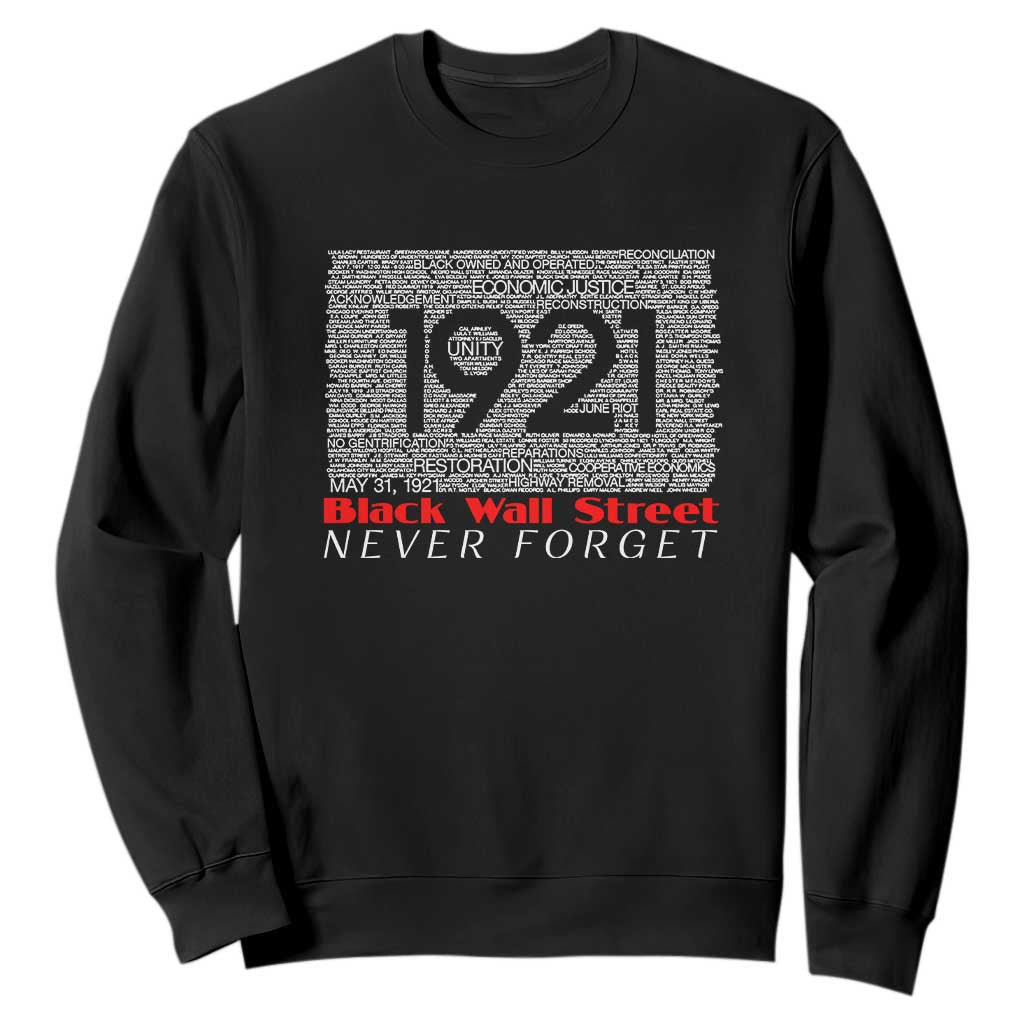 Black Wall Street Sweatshirt Never Forget 1921 Greenwood Tulsa Black History