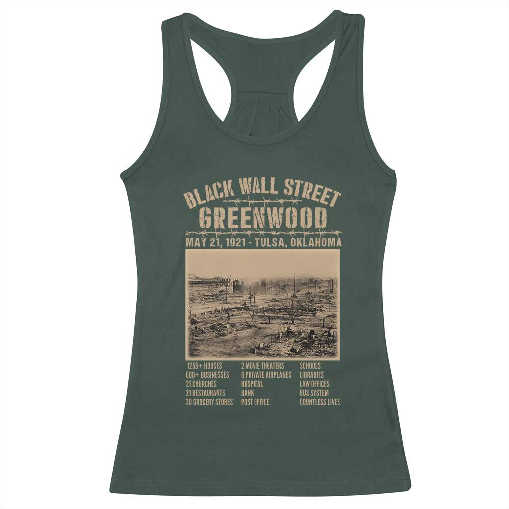 Black Wall Street Racerback Tank Top Never Forget 1921 Tulsa Black History Retro