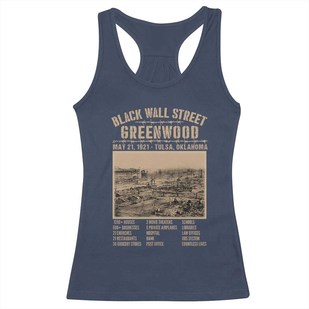 Black Wall Street Racerback Tank Top Never Forget 1921 Tulsa Black History Retro