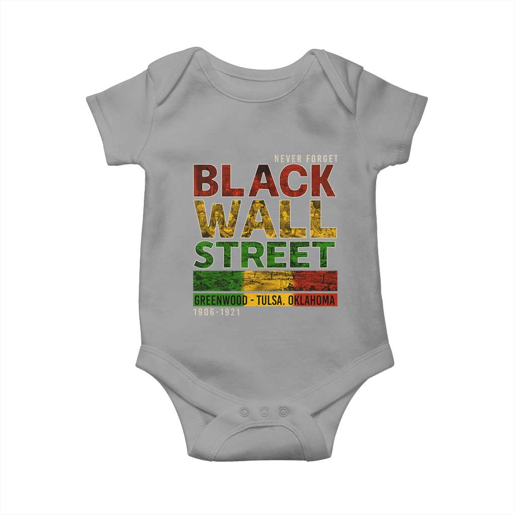 Never Forget Black Wall Street Baby Onesie Greenwood Tulsa Oklahoma Black History
