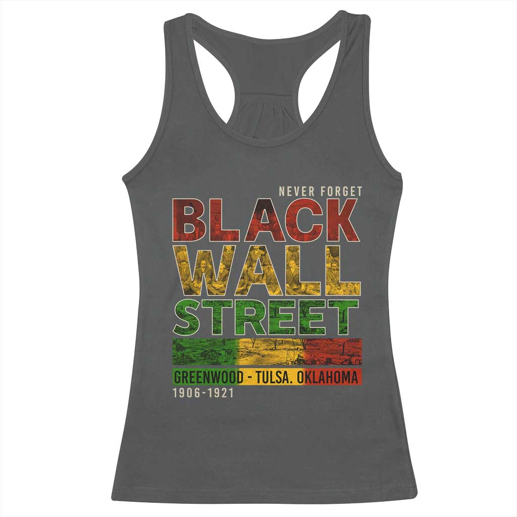 Never Forget Black Wall Street Racerback Tank Top Greenwood Tulsa Oklahoma Black History