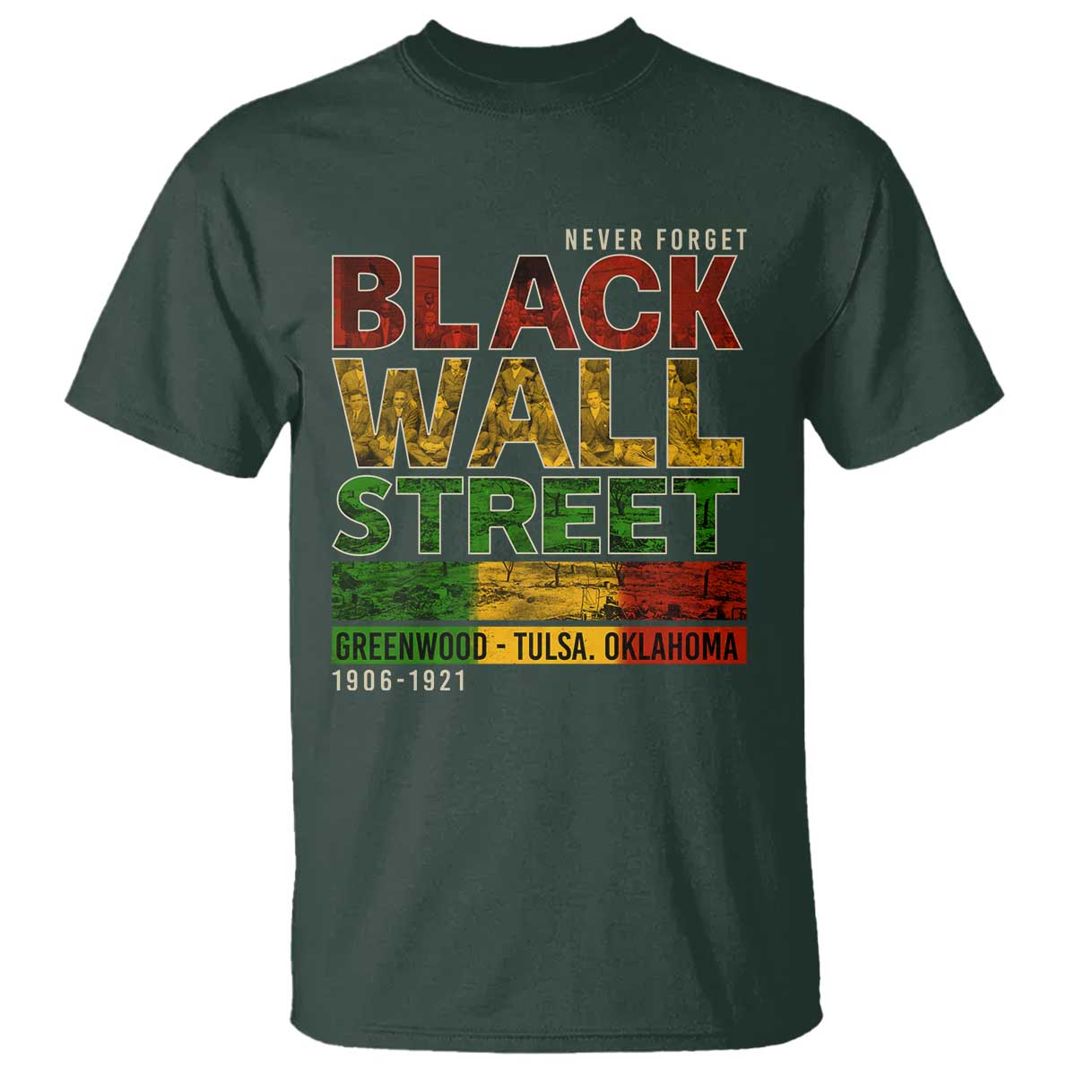 Never Forget Black Wall Street T Shirt Greenwood Tulsa Oklahoma Black History