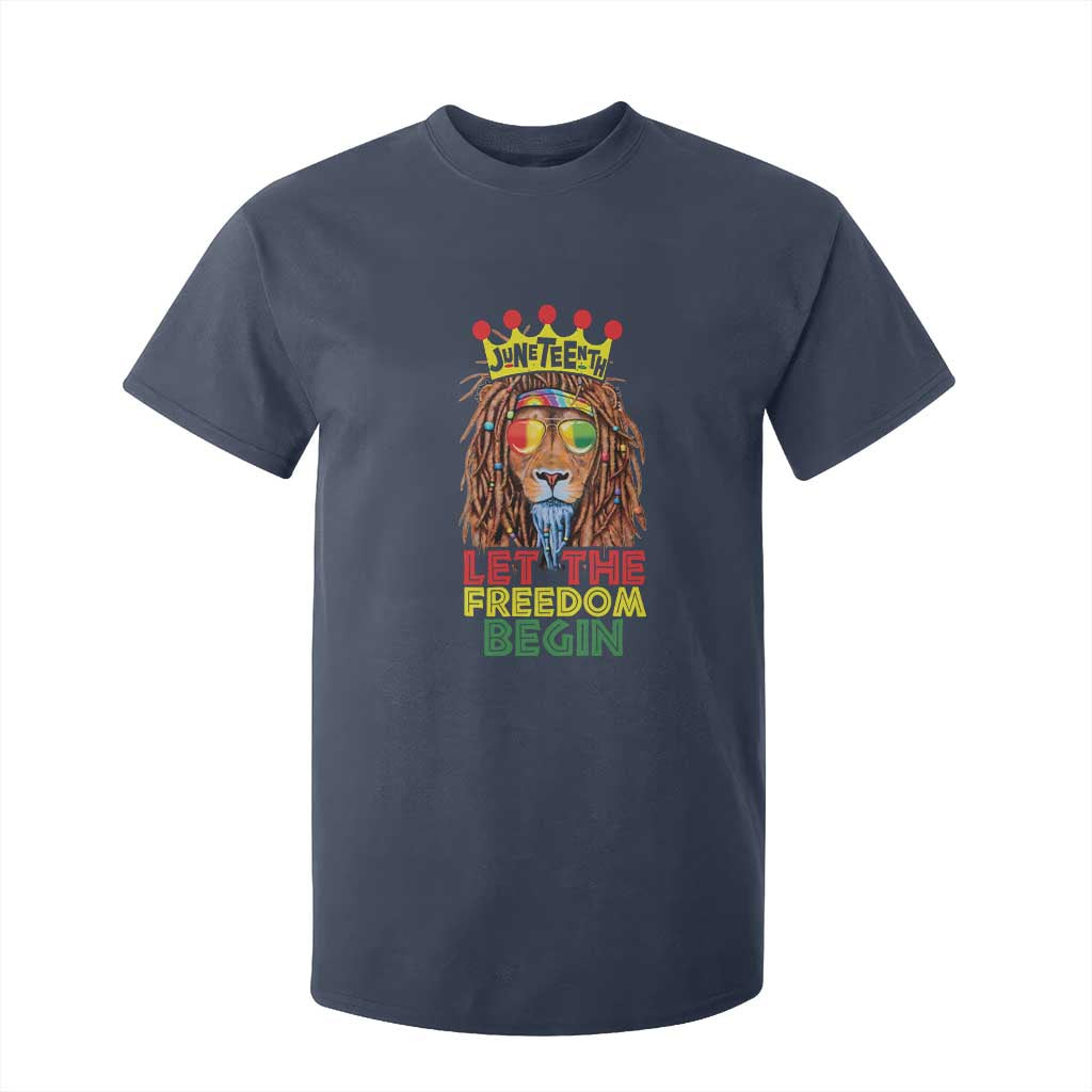Juneteenth T Shirt For Kid Let The Freedom Begin Lion Rasta African American
