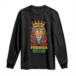 Juneteenth Long Sleeve Shirt Let The Freedom Begin Lion Rasta African American