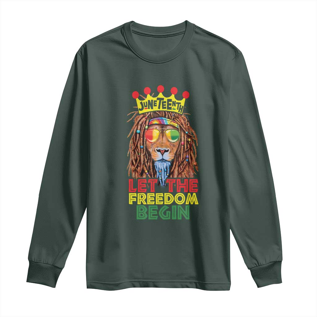 Juneteenth Long Sleeve Shirt Let The Freedom Begin Lion Rasta African American