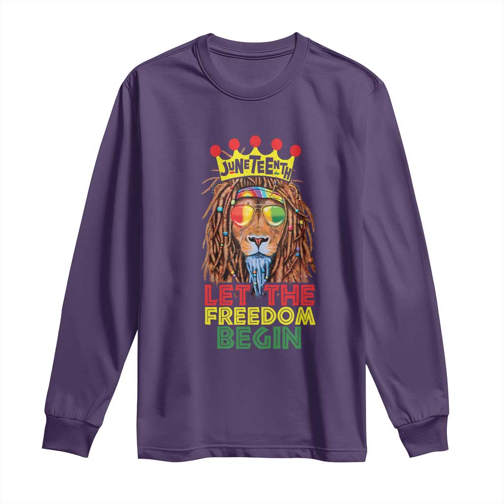 Juneteenth Long Sleeve Shirt Let The Freedom Begin Lion Rasta African American
