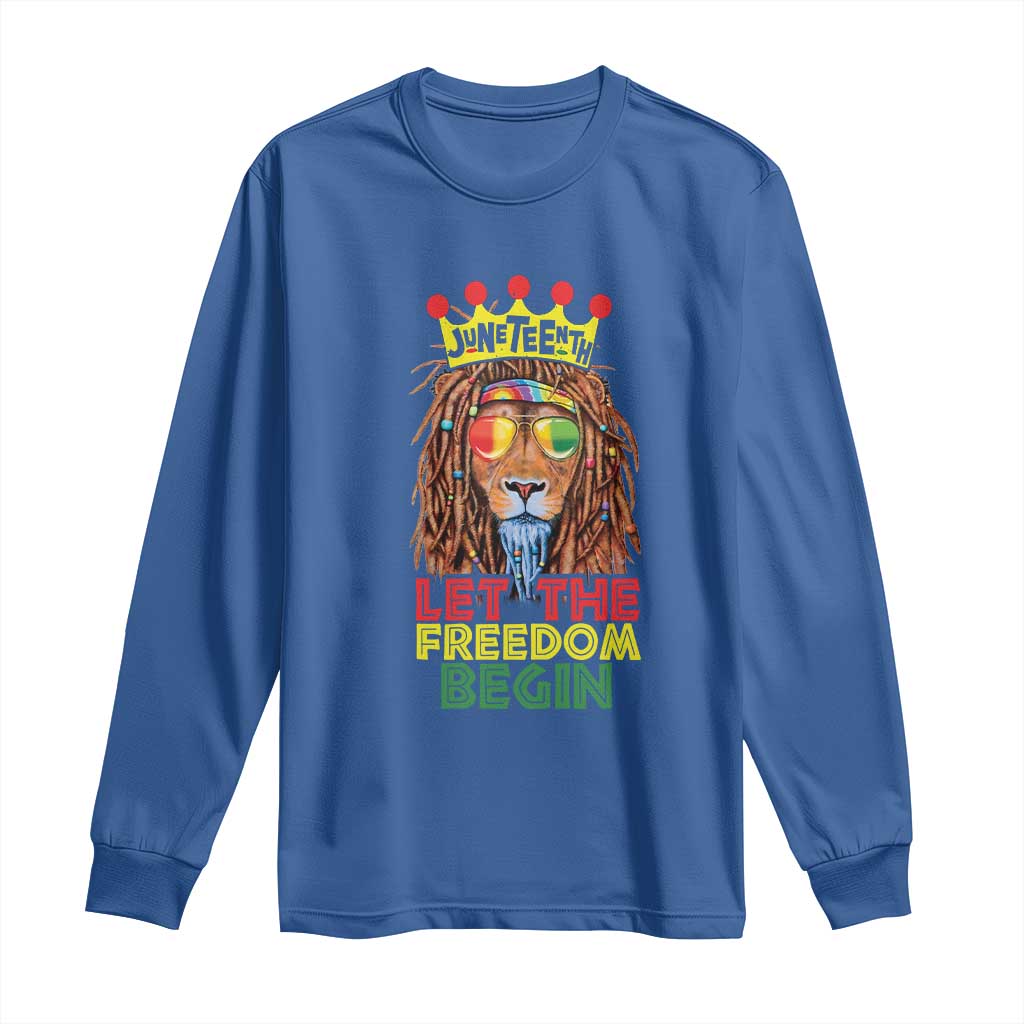 Juneteenth Long Sleeve Shirt Let The Freedom Begin Lion Rasta African American