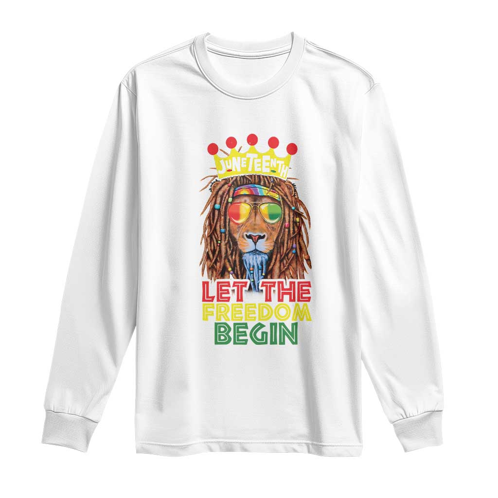 Juneteenth Long Sleeve Shirt Let The Freedom Begin Lion Rasta African American
