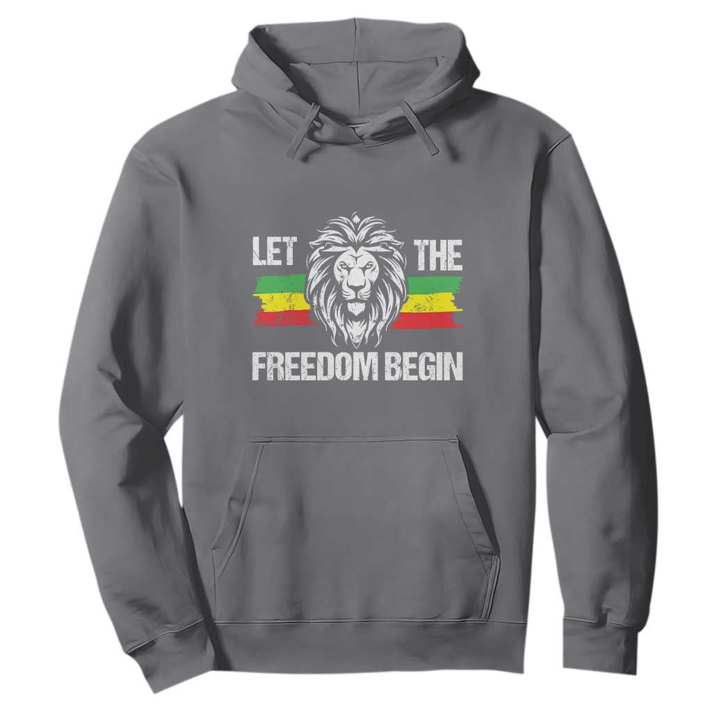 Juneteenth Hoodie Let The Freedom Begin African American Lion Melanin Pride