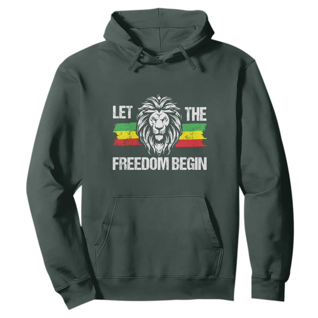 Juneteenth Hoodie Let The Freedom Begin African American Lion Melanin Pride