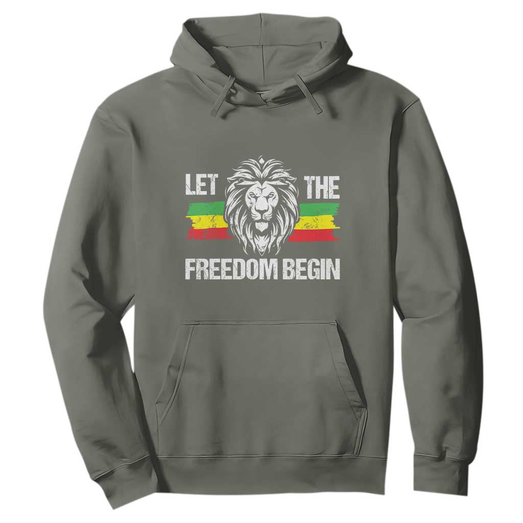Juneteenth Hoodie Let The Freedom Begin African American Lion Melanin Pride