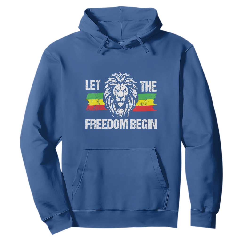Juneteenth Hoodie Let The Freedom Begin African American Lion Melanin Pride