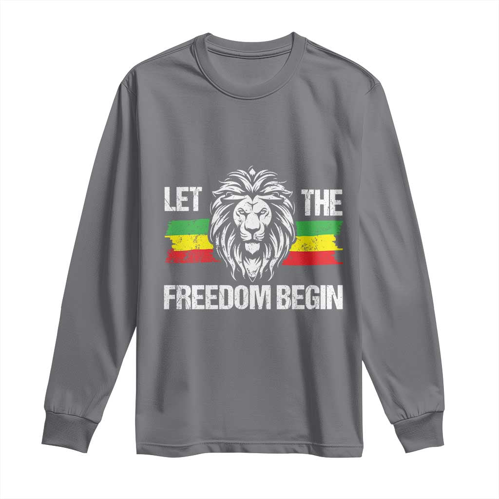 Juneteenth Long Sleeve Shirt Let The Freedom Begin African American Lion Melanin Pride