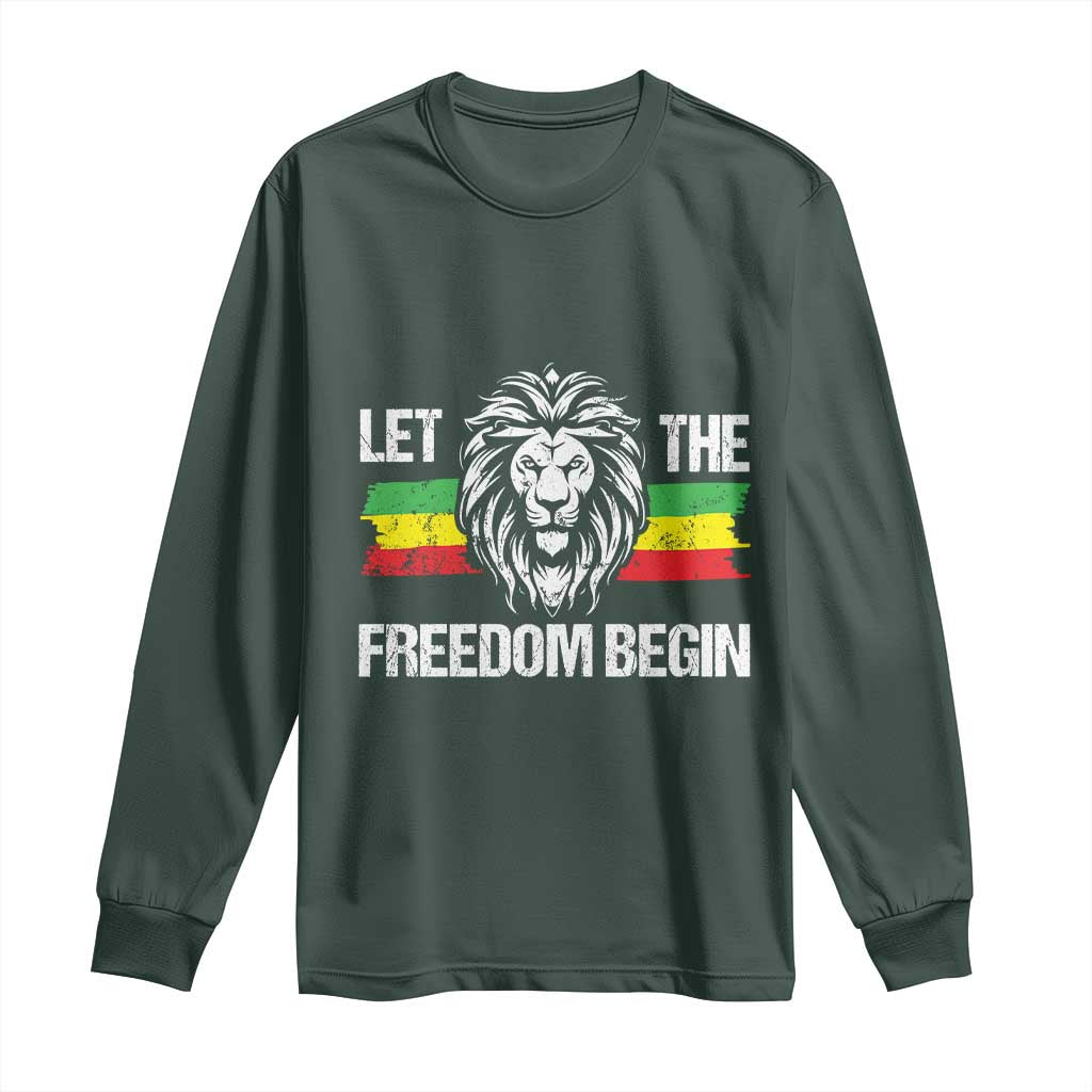 Juneteenth Long Sleeve Shirt Let The Freedom Begin African American Lion Melanin Pride