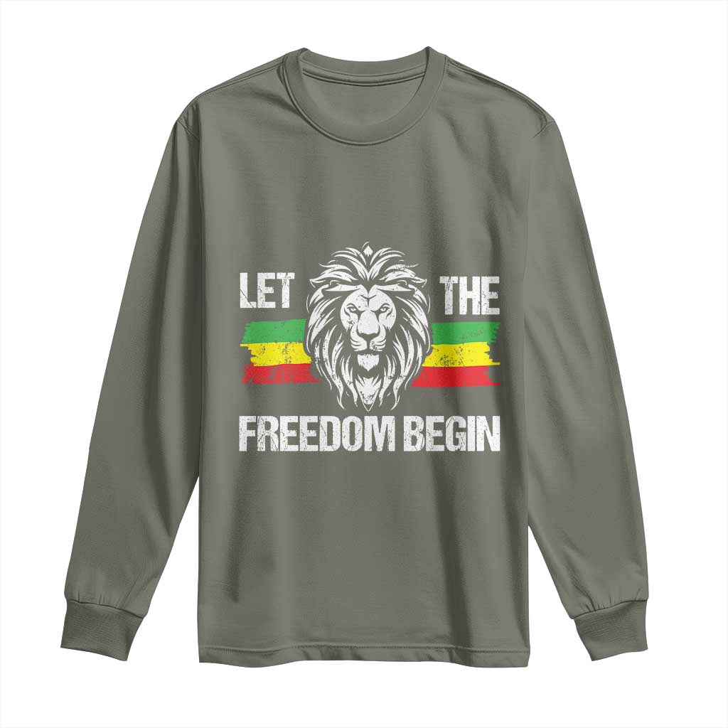 Juneteenth Long Sleeve Shirt Let The Freedom Begin African American Lion Melanin Pride
