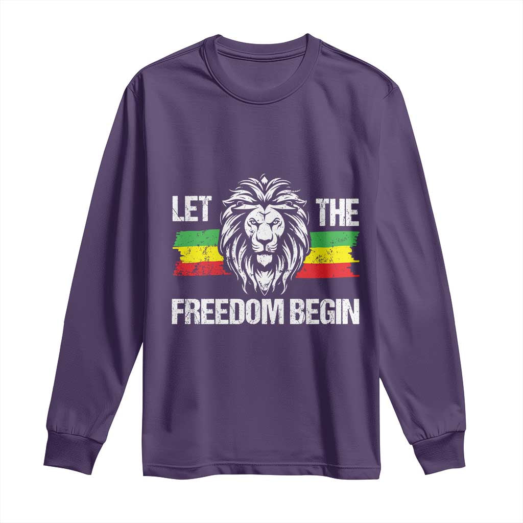 Juneteenth Long Sleeve Shirt Let The Freedom Begin African American Lion Melanin Pride