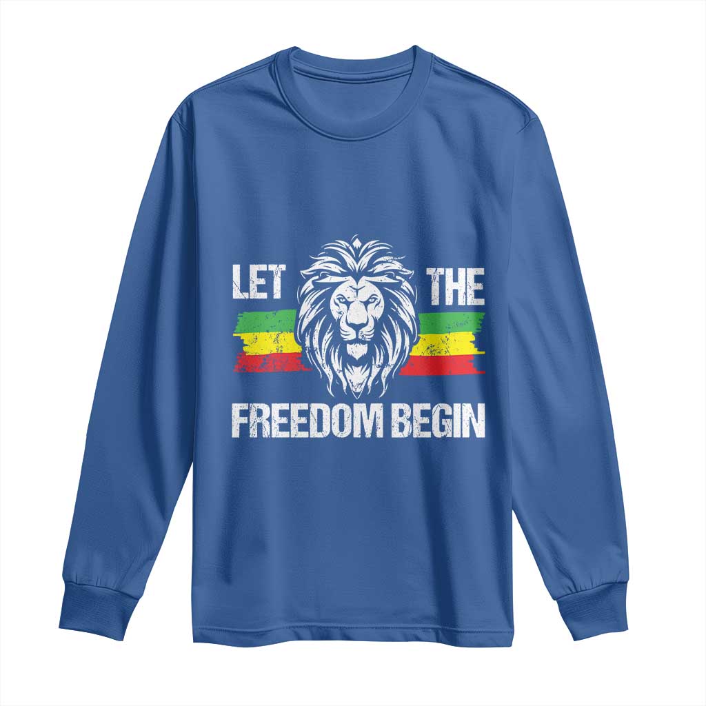 Juneteenth Long Sleeve Shirt Let The Freedom Begin African American Lion Melanin Pride