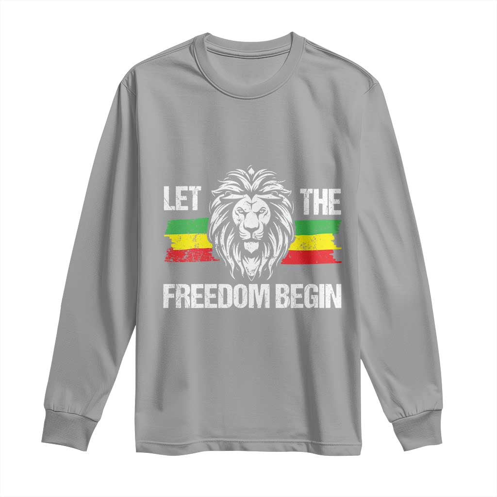 Juneteenth Long Sleeve Shirt Let The Freedom Begin African American Lion Melanin Pride