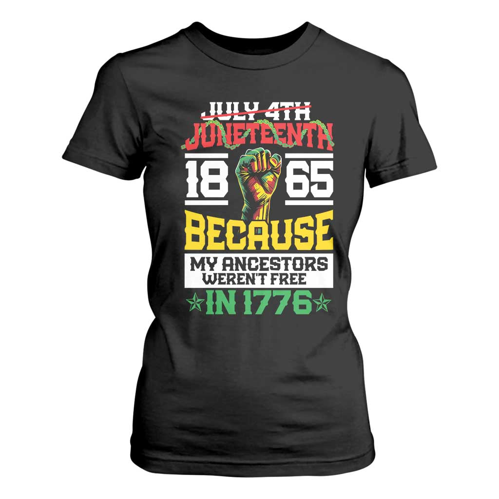 1865 Juneteenth T Shirt For Women Because My Ancestors Weren't Free In 1776 African American