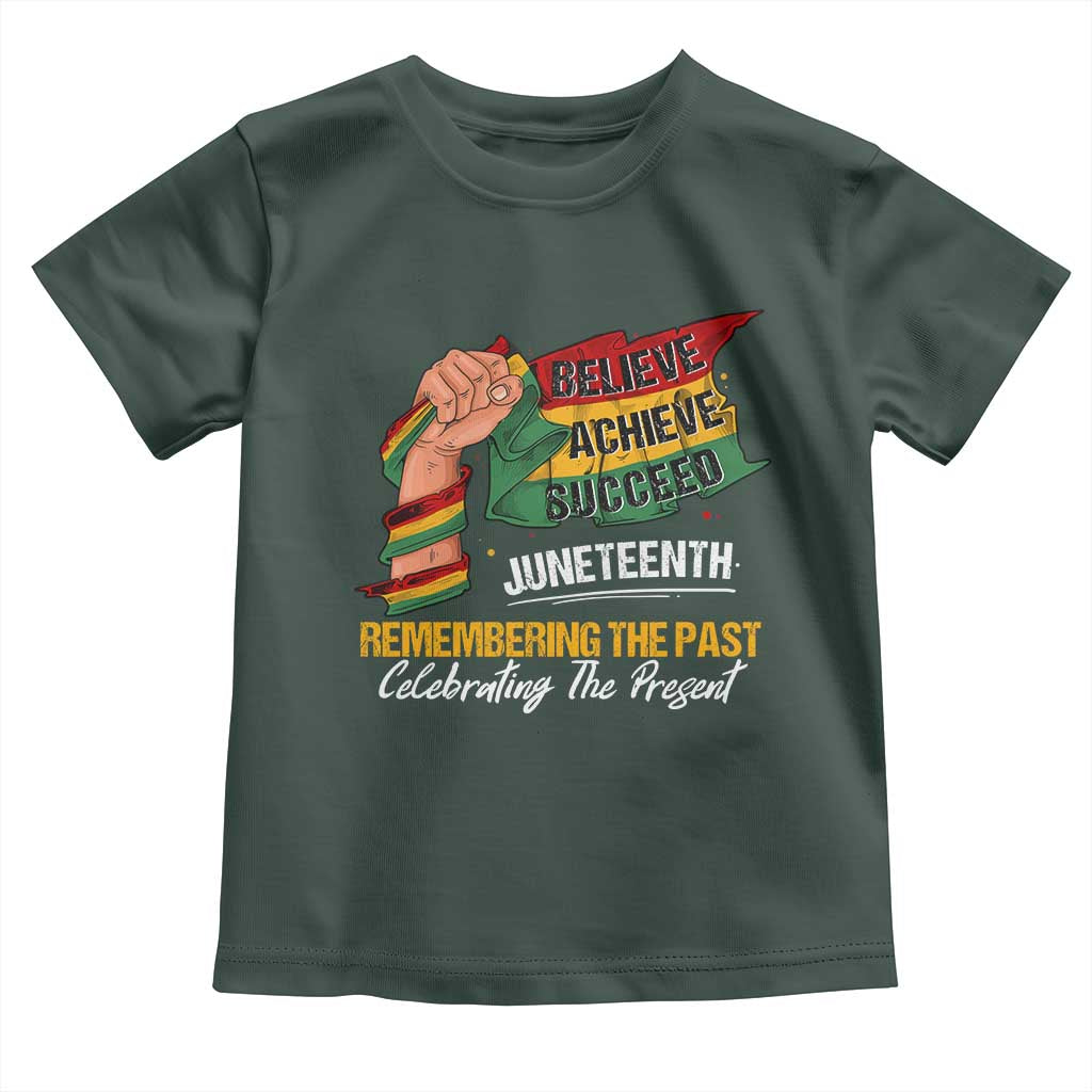 Juneteenth Baby Shirt Believe Achieve Succeed Remembering The Past Celebrationg The Present Black Pride