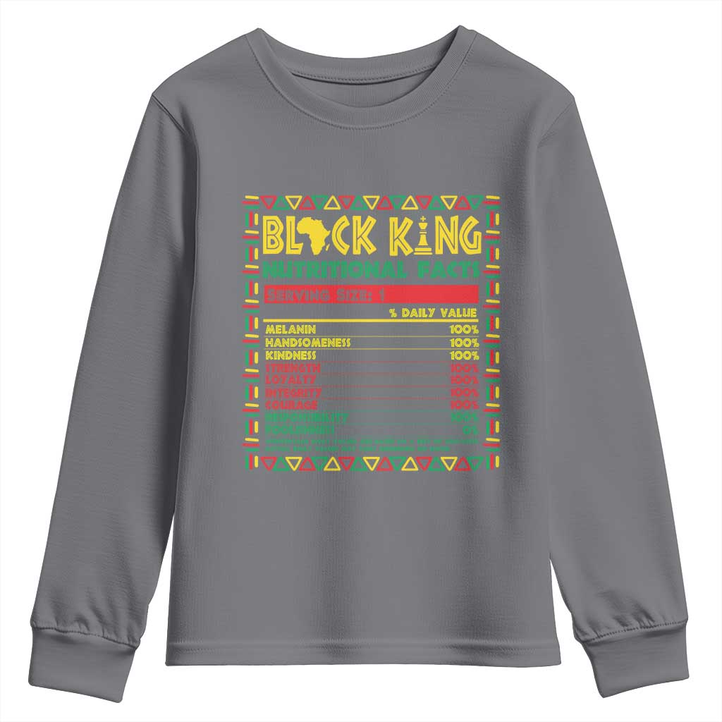 Juneteenth Youth Long Sleeve Shirt Black King Nutritional Facts African American