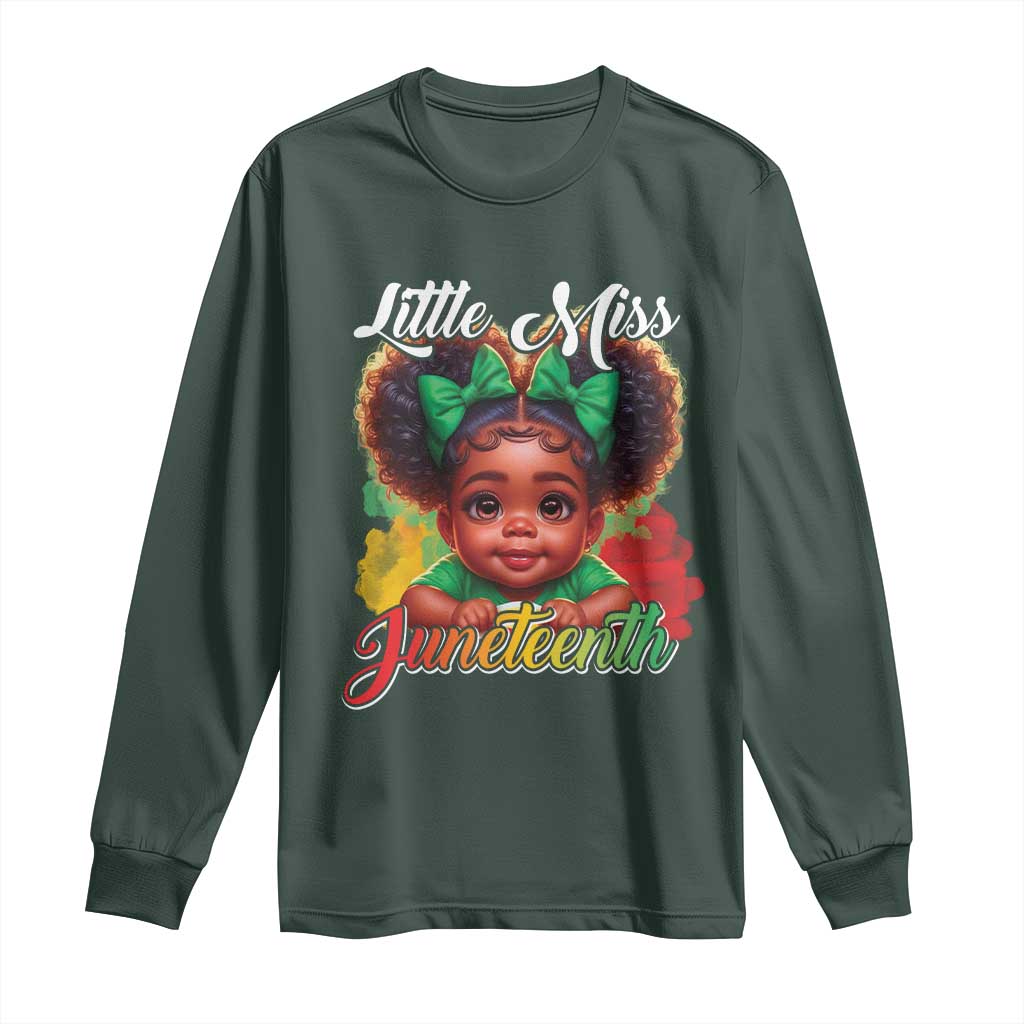 Juneteenth 1865 Long Sleeve Shirt Little Miss Cute Melanin Black Girls Kids
