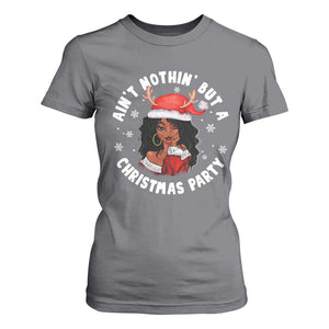 African American Christmas T Shirt For Women Santa Ain't Nothin' But A Christmas Party