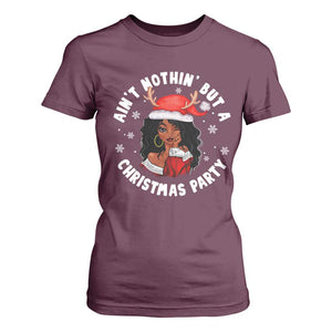 African American Christmas T Shirt For Women Santa Ain't Nothin' But A Christmas Party