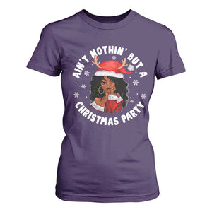 African American Christmas T Shirt For Women Santa Ain't Nothin' But A Christmas Party