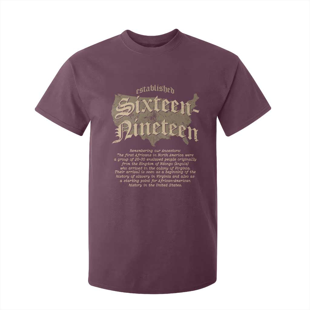 Black History T Shirt For Kid 1619 Sixteen-Nineteen Established