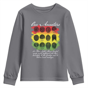 Black History Youth Sweatshirt Our Ancestors Escape Routes Braids