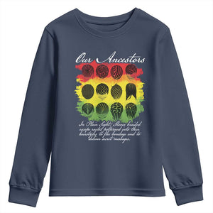 Black History Youth Sweatshirt Our Ancestors Escape Routes Braids