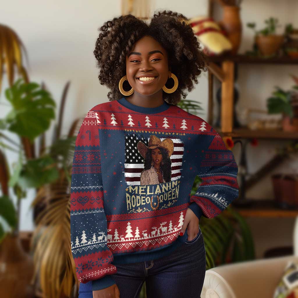 Black Cowgirl Ugly Christmas Sweater Melanin Rodeo Queen