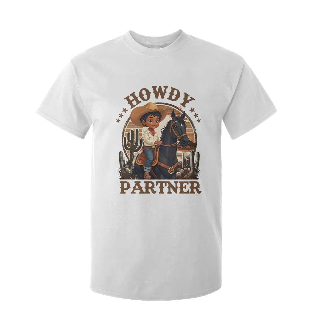 Black Cowboy T Shirt For Kid Howdy Partner Black History Month