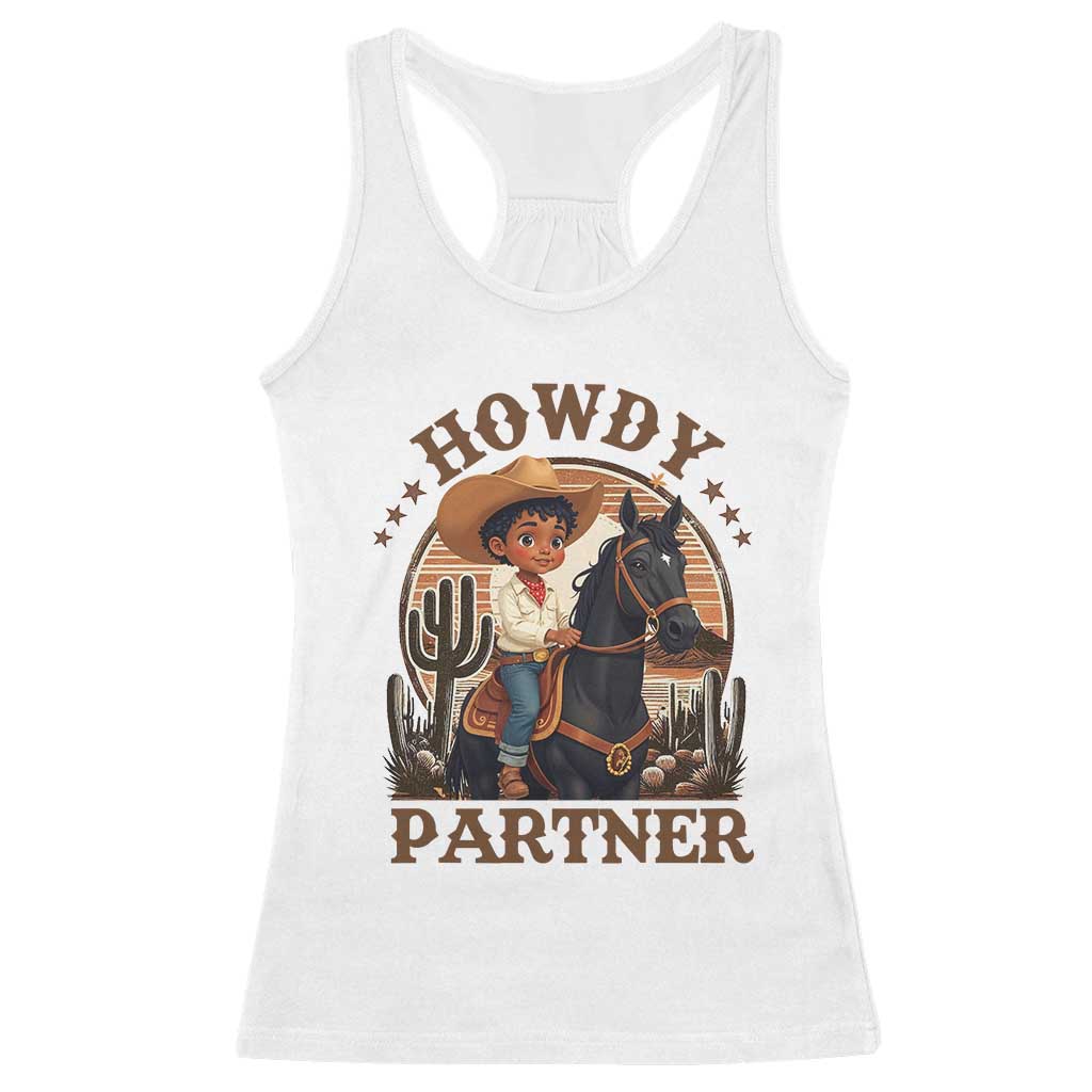 Black Cowboy Racerback Tank Top Howdy Partner Black History Month
