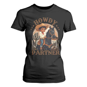 Black Cowboy T Shirt For Women Howdy Partner Black History Month