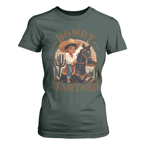 Black Cowboy T Shirt For Women Howdy Partner Black History Month