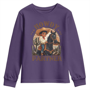 Black Cowboy Youth Sweatshirt Howdy Partner Black History Month