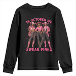 In October We Wear Pink Youth Sweatshirt Breast Cancer Awareness Month Black Cowgirl Pink Ribbon - African Pride