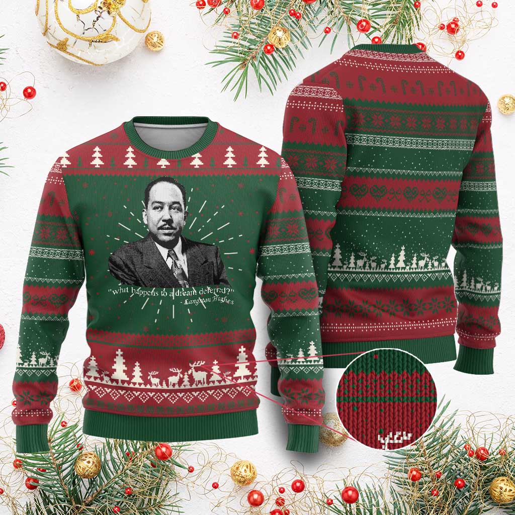 Langston Hughes Knit Sweatshirt A Dream Deferred Juneteenth Black History Civil Right - African Pride