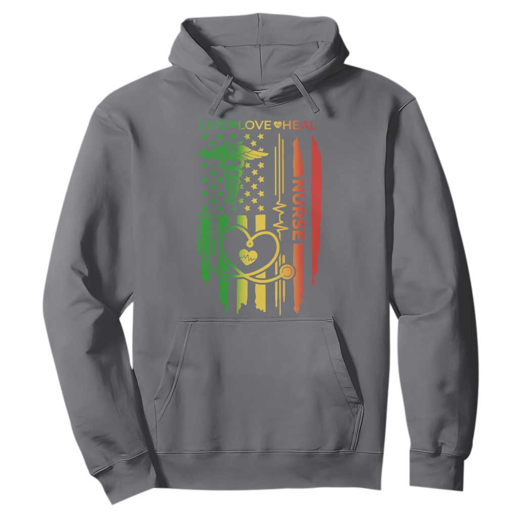 Black Nurse Hoodie American Flag Proud Afro African Women Melanin Pride