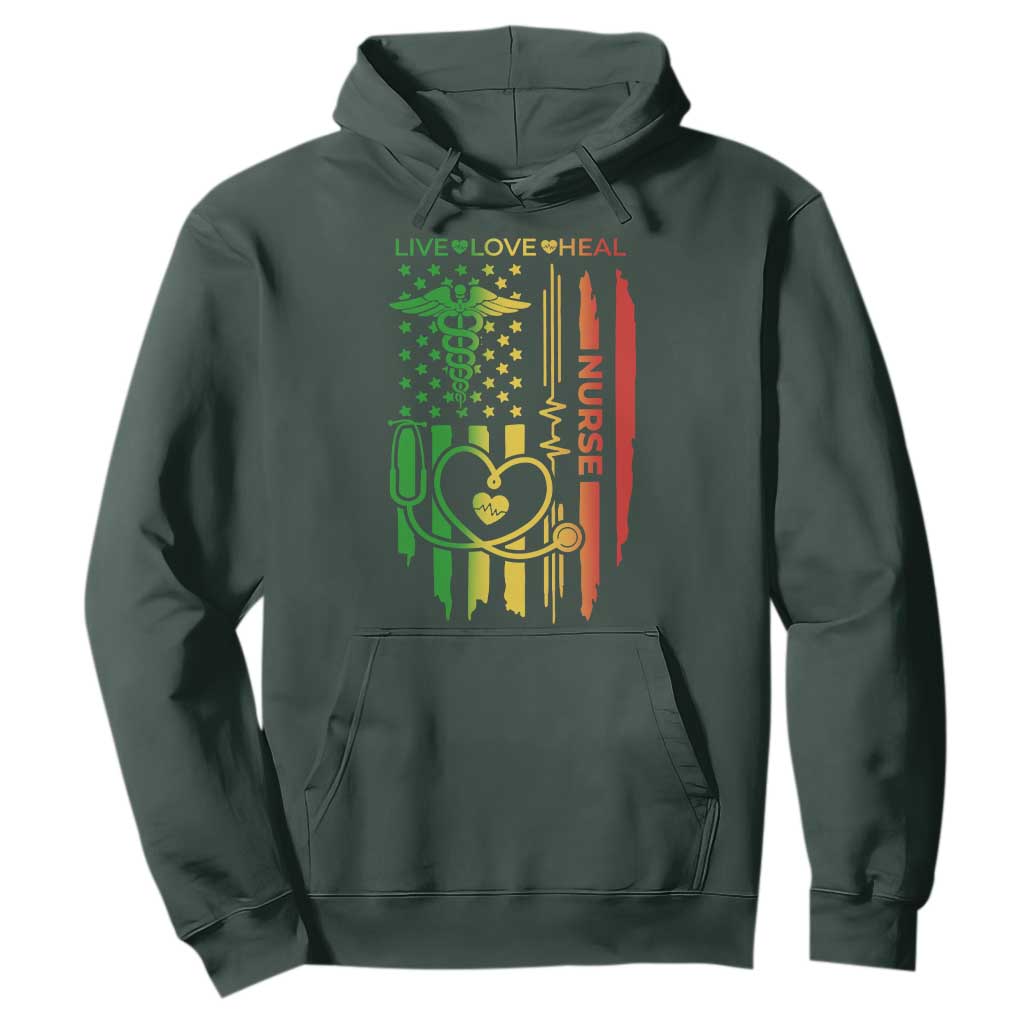 Black Nurse Hoodie American Flag Proud Afro African Women Melanin Pride