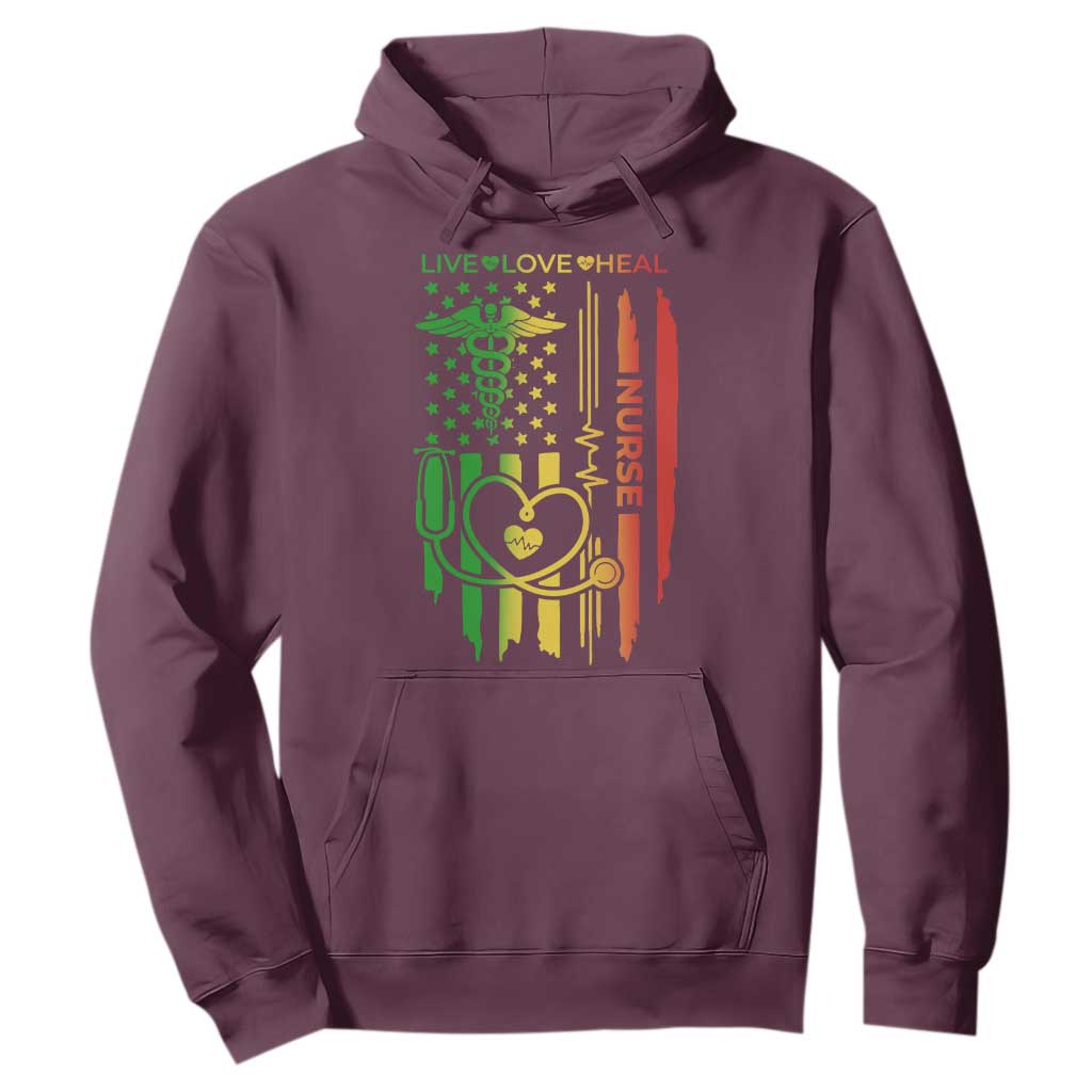 Black Nurse Hoodie American Flag Proud Afro African Women Melanin Pride